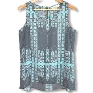 Olive & Oak Aztec Flowy Turquoise Tank Top
